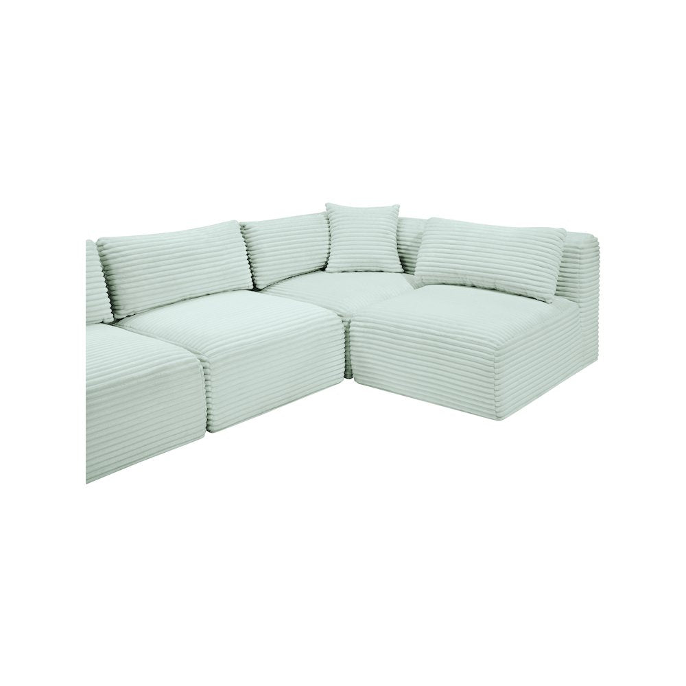 Shaggy Mint Corduroy Performance Fabric Modular Sectional