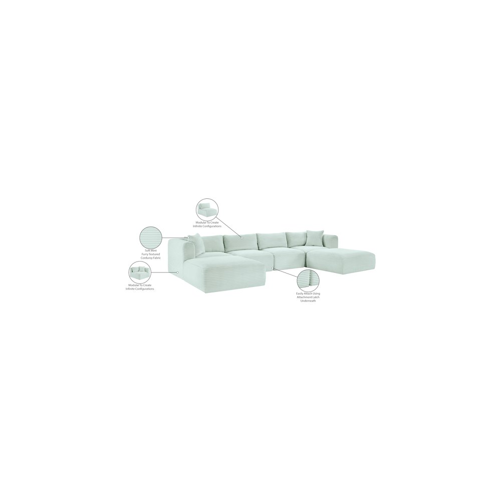 Shaggy Mint Corduroy Performance Fabric Modular Sectional