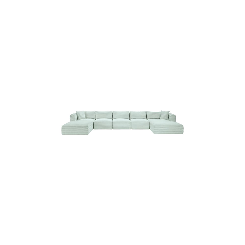Shaggy Mint Corduroy Performance Fabric Modular Sectional