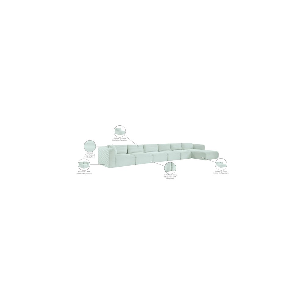 Shaggy Mint Corduroy Performance Fabric Modular Sectional
