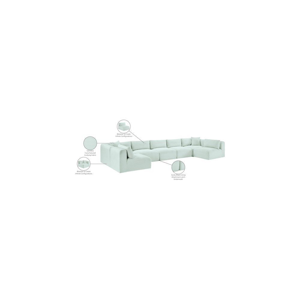 Shaggy Mint Corduroy Performance Fabric Modular Sectional