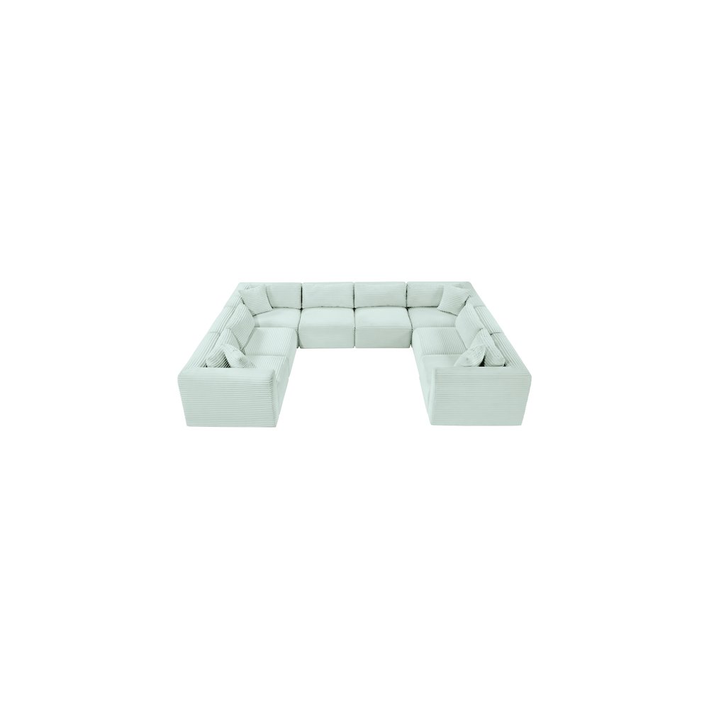 Shaggy Mint Corduroy Performance Fabric Modular Sectional