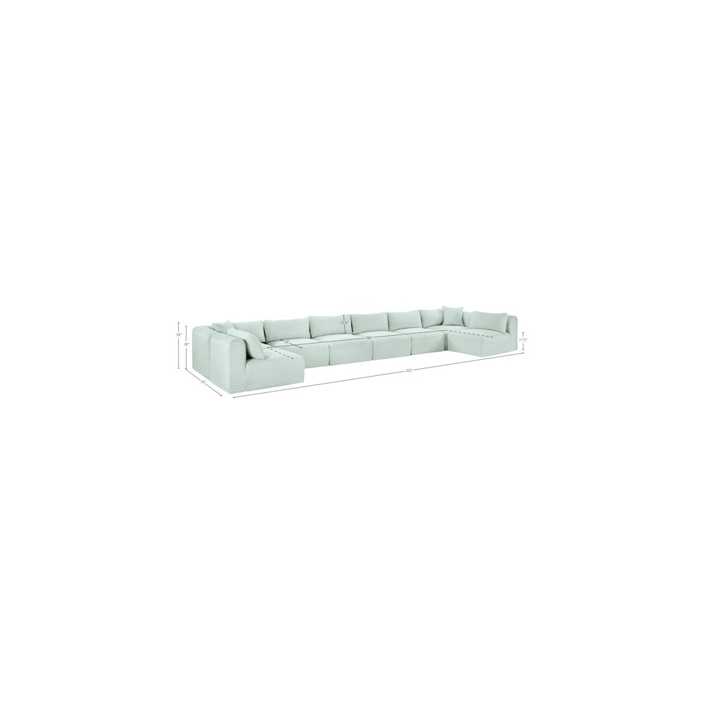 Shaggy Mint Corduroy Performance Fabric Modular Sectional