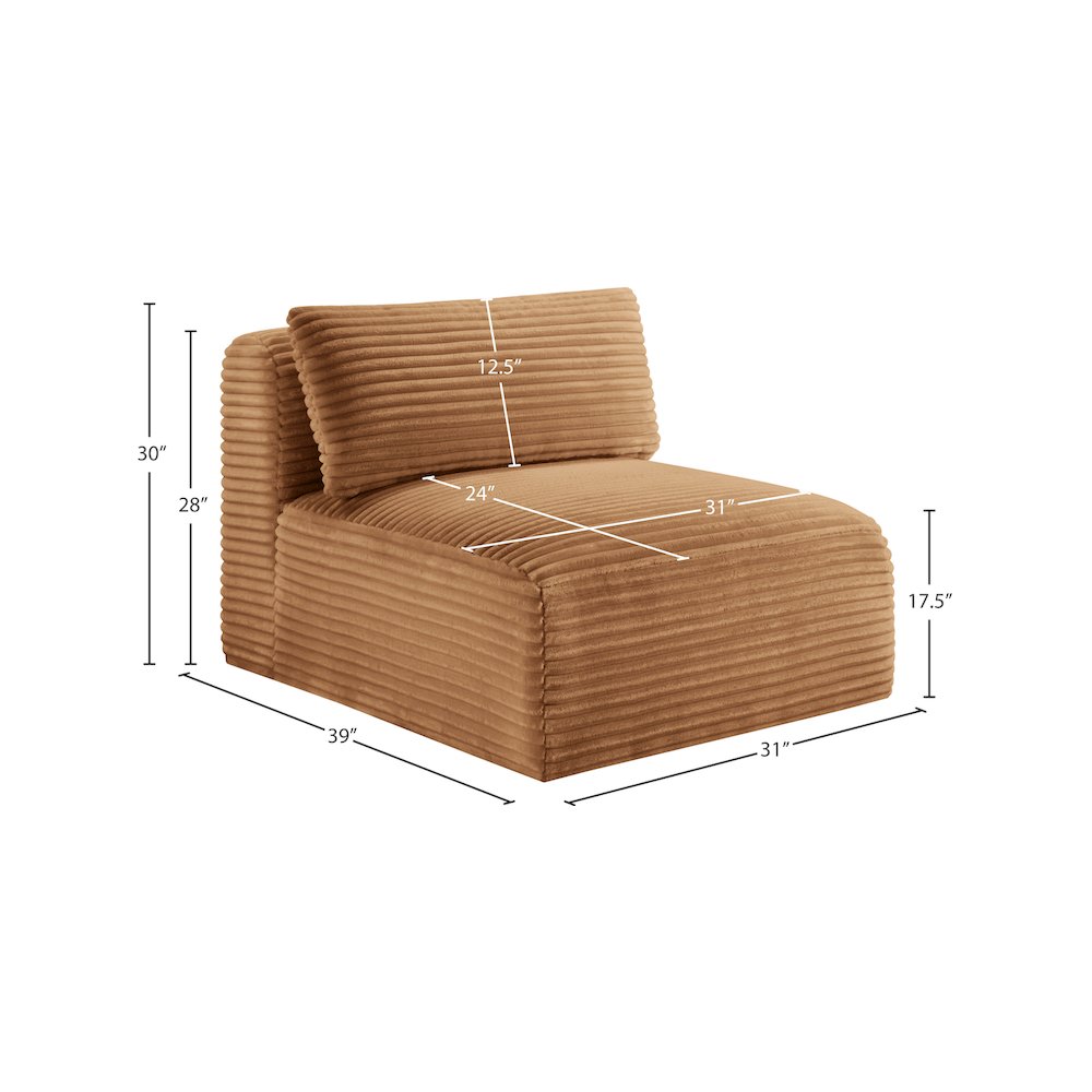 Shaggy Saddle Corduroy Performance Fabric Armless Chair