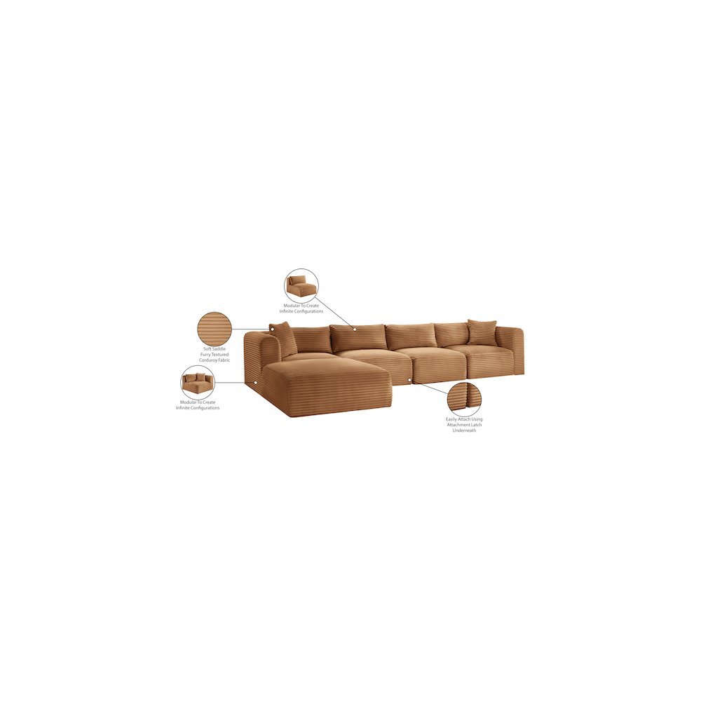 Shaggy Saddle Corduroy Performance Fabric Modular Sectional