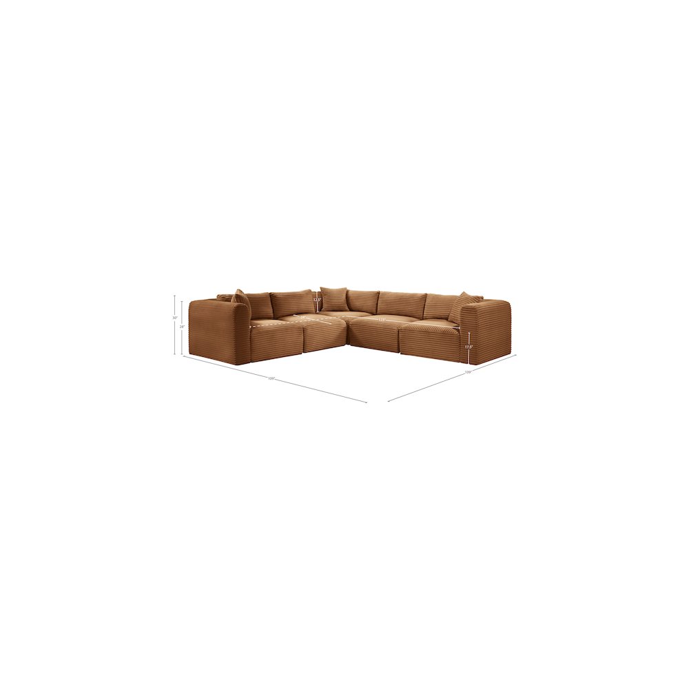 Shaggy Saddle Corduroy Performance Fabric Modular Sectional