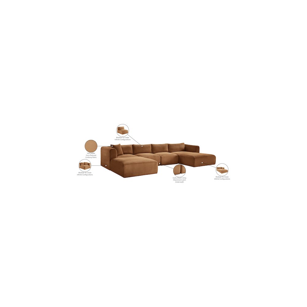 Shaggy Saddle Corduroy Performance Fabric Modular Sectional