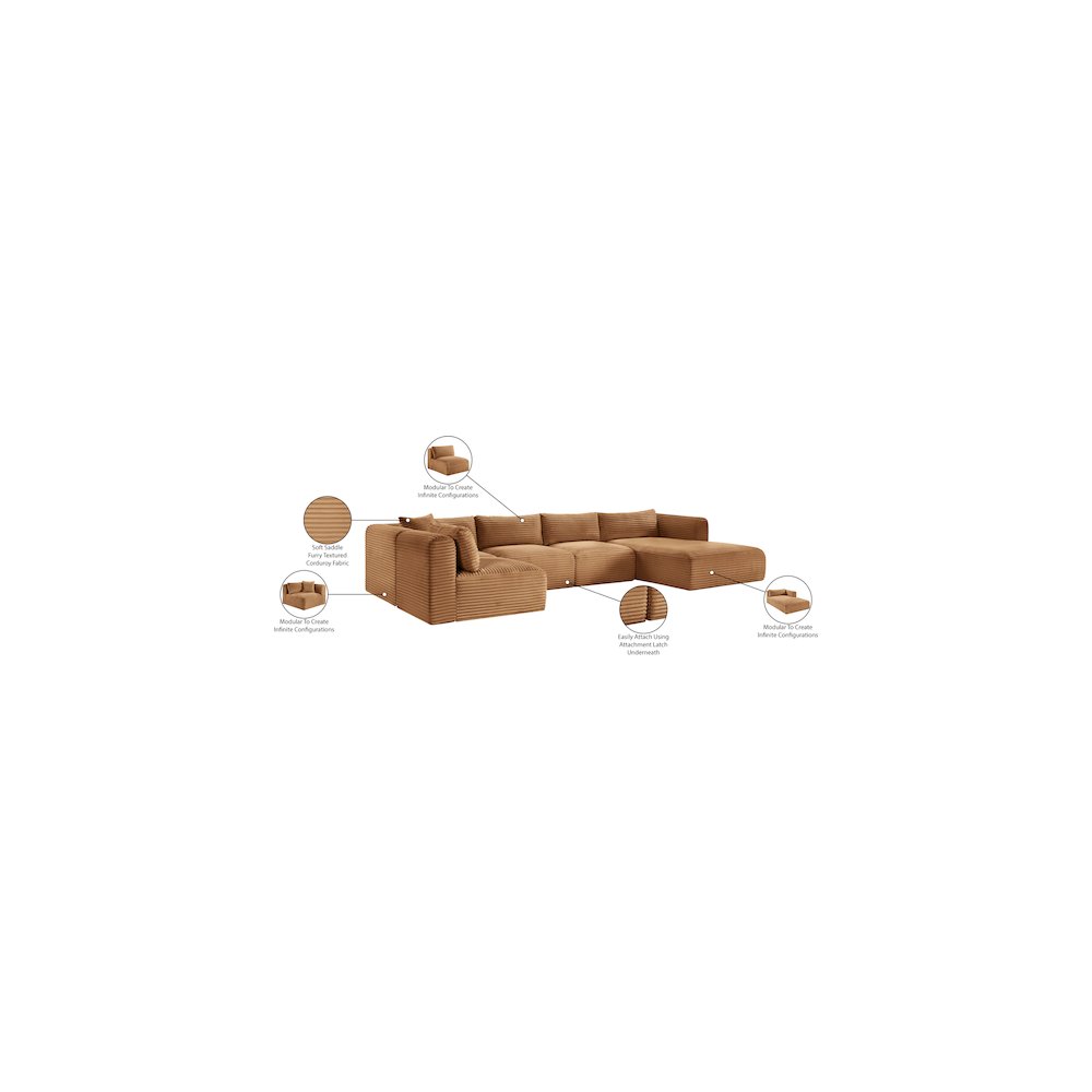 Shaggy Saddle Corduroy Performance Fabric Modular Sectional