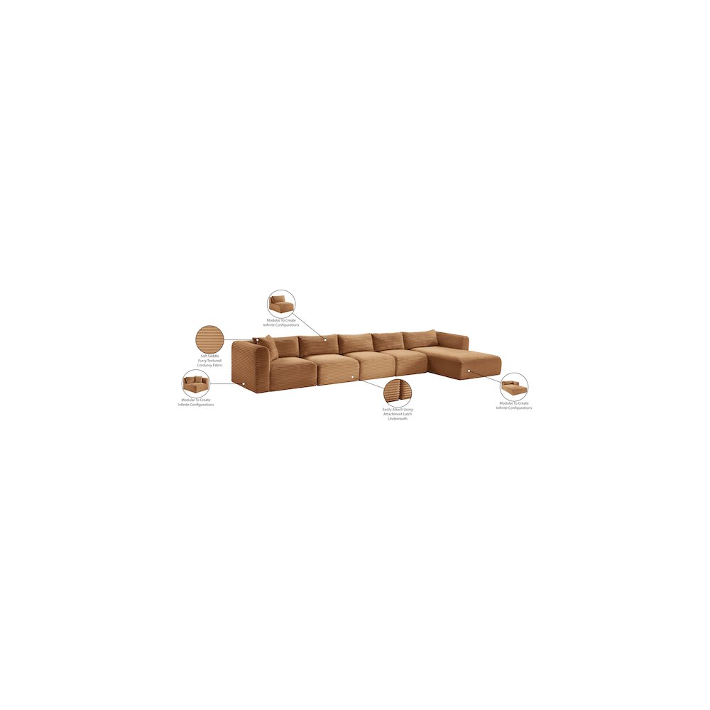 Shaggy Saddle Corduroy Performance Fabric Modular Sectional