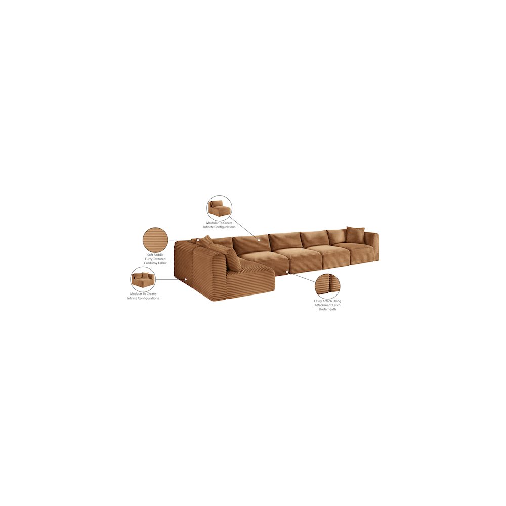 Shaggy Saddle Corduroy Performance Fabric Modular Sectional