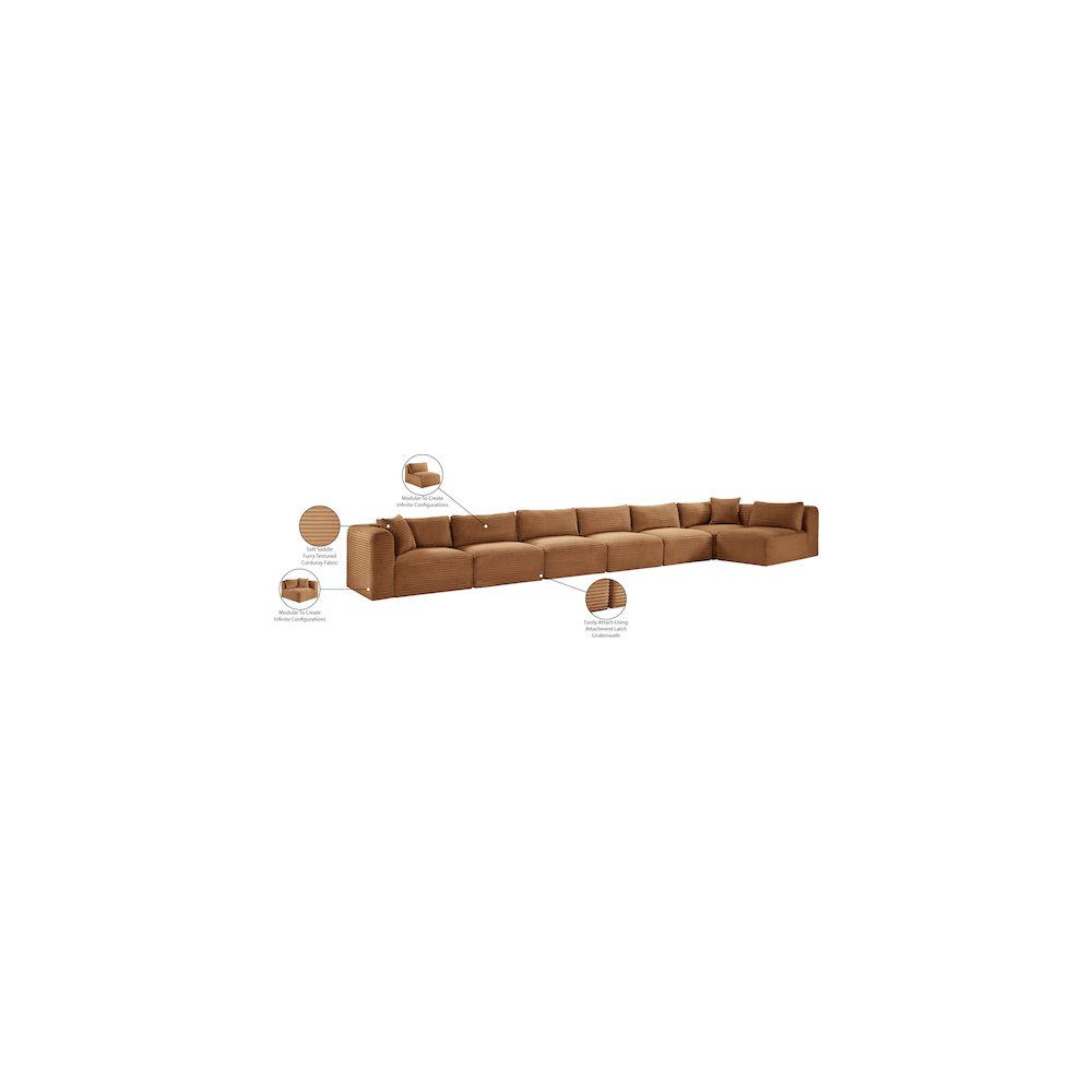 Shaggy Saddle Corduroy Performance Fabric Modular Sectional