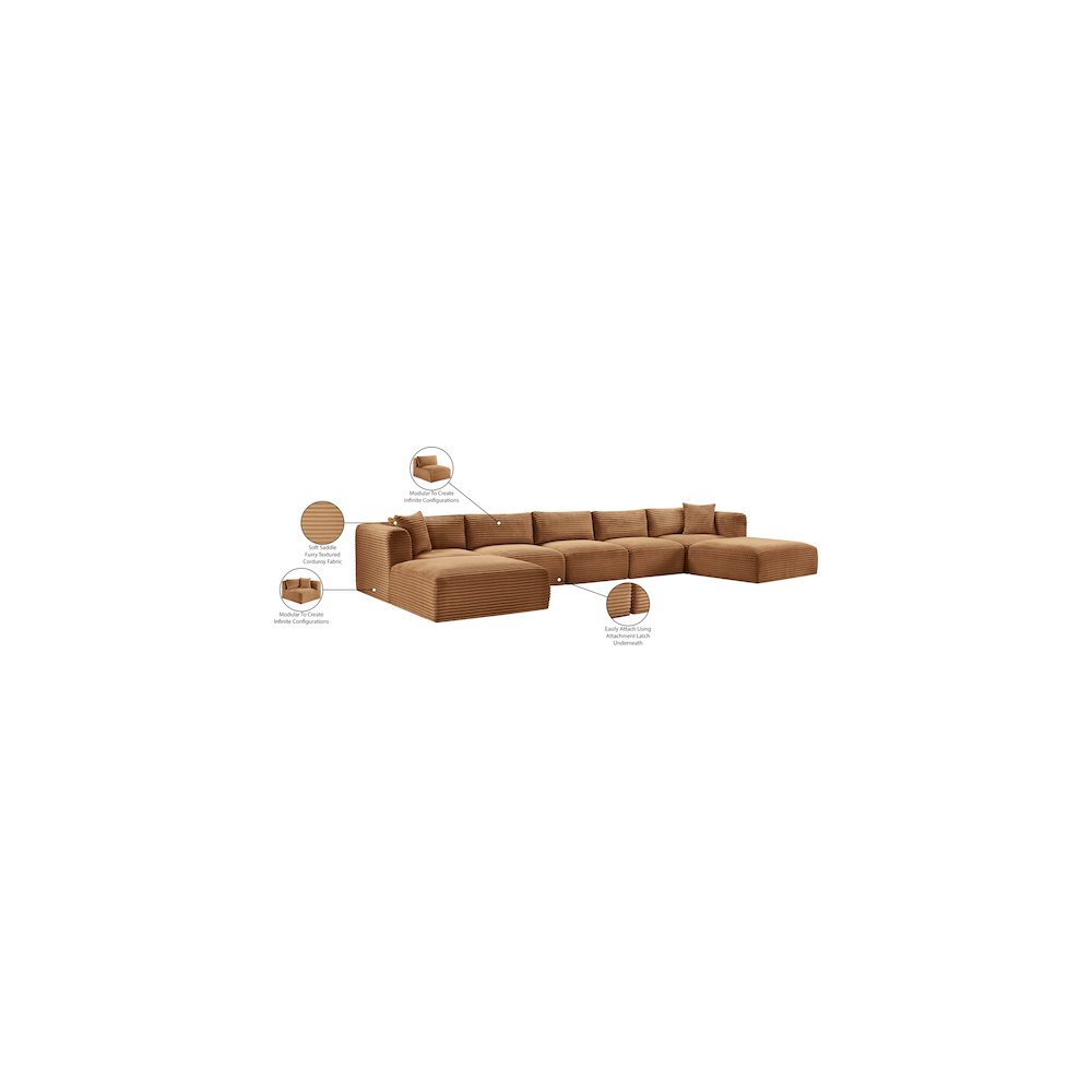 Shaggy Saddle Corduroy Performance Fabric Modular Sectional