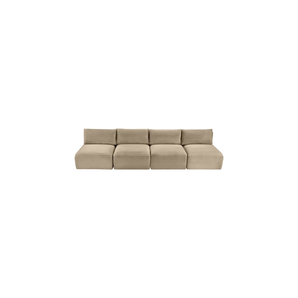 Shaggy Taupe Corduroy Performance Fabric Modular Sofa