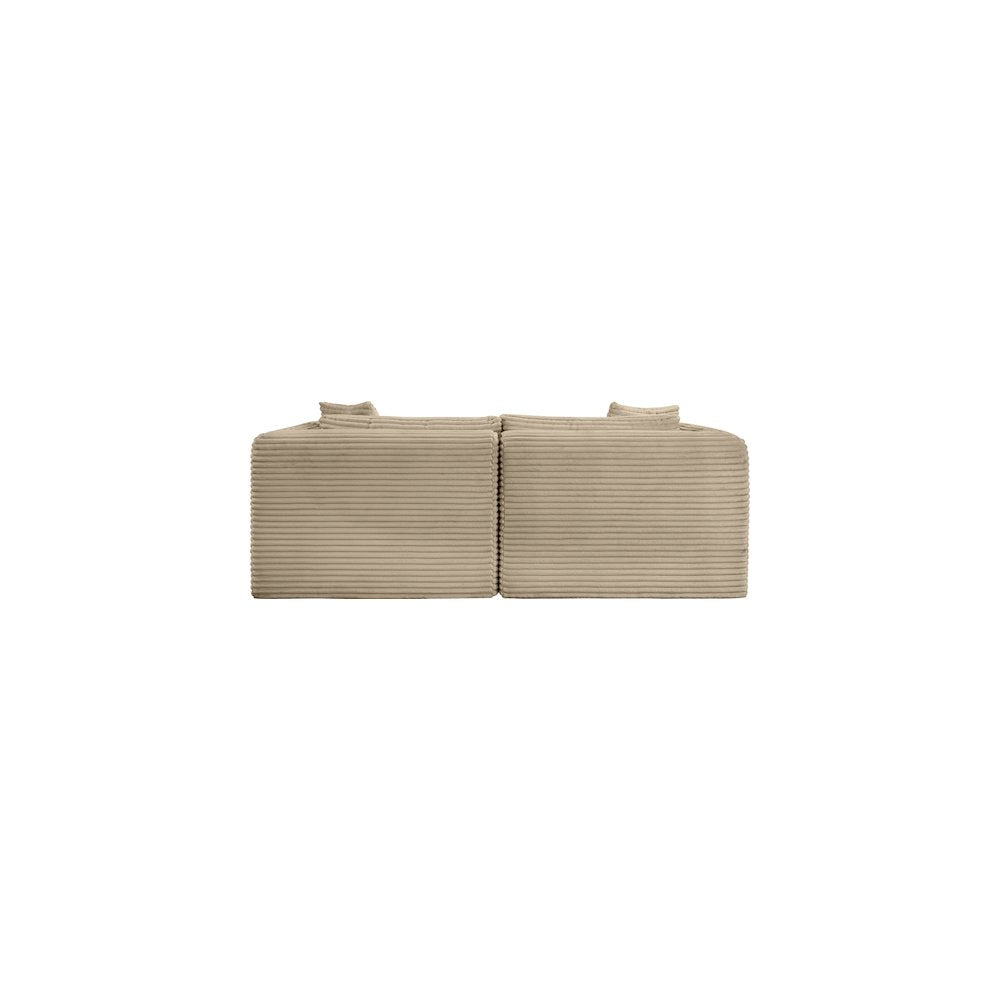 Shaggy Taupe Corduroy Performance Fabric Modular Sofa