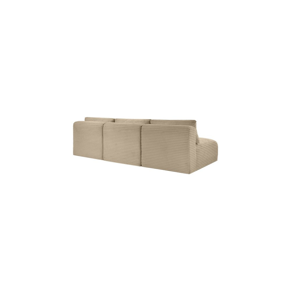 Shaggy Taupe Corduroy Performance Fabric Modular Sofa