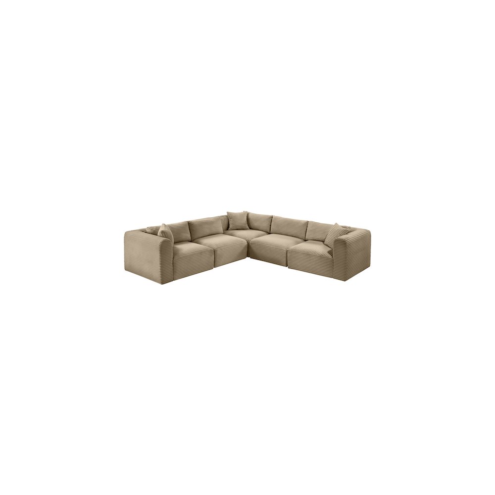 Shaggy Taupe Corduroy Performance Fabric Modular Sectional