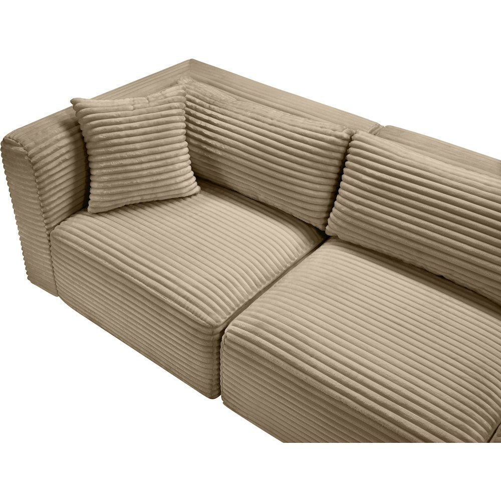Shaggy Taupe Corduroy Performance Fabric Modular Sectional