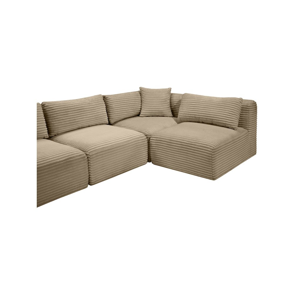 Shaggy Taupe Corduroy Performance Fabric Modular Sectional
