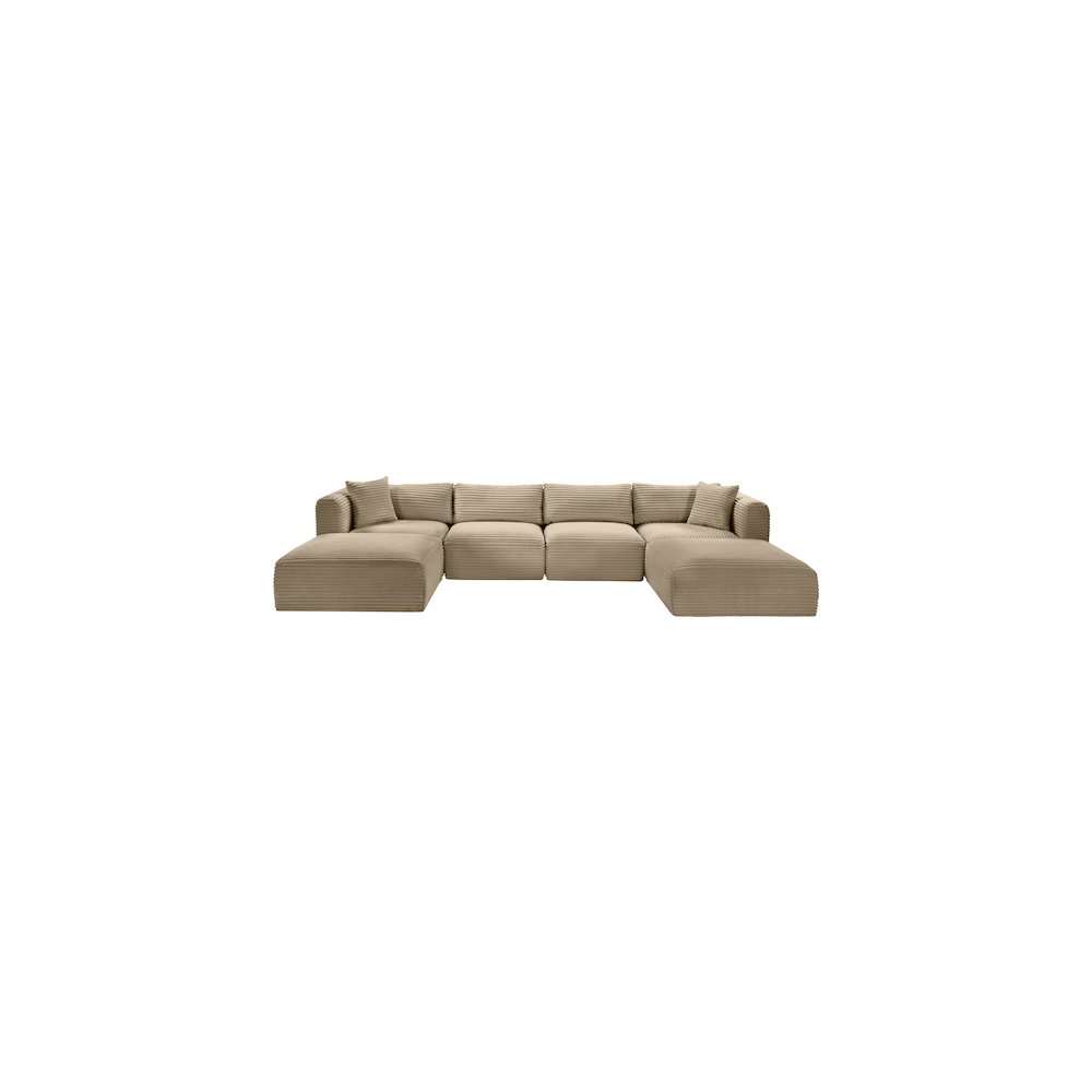 Shaggy Taupe Corduroy Performance Fabric Modular Sectional