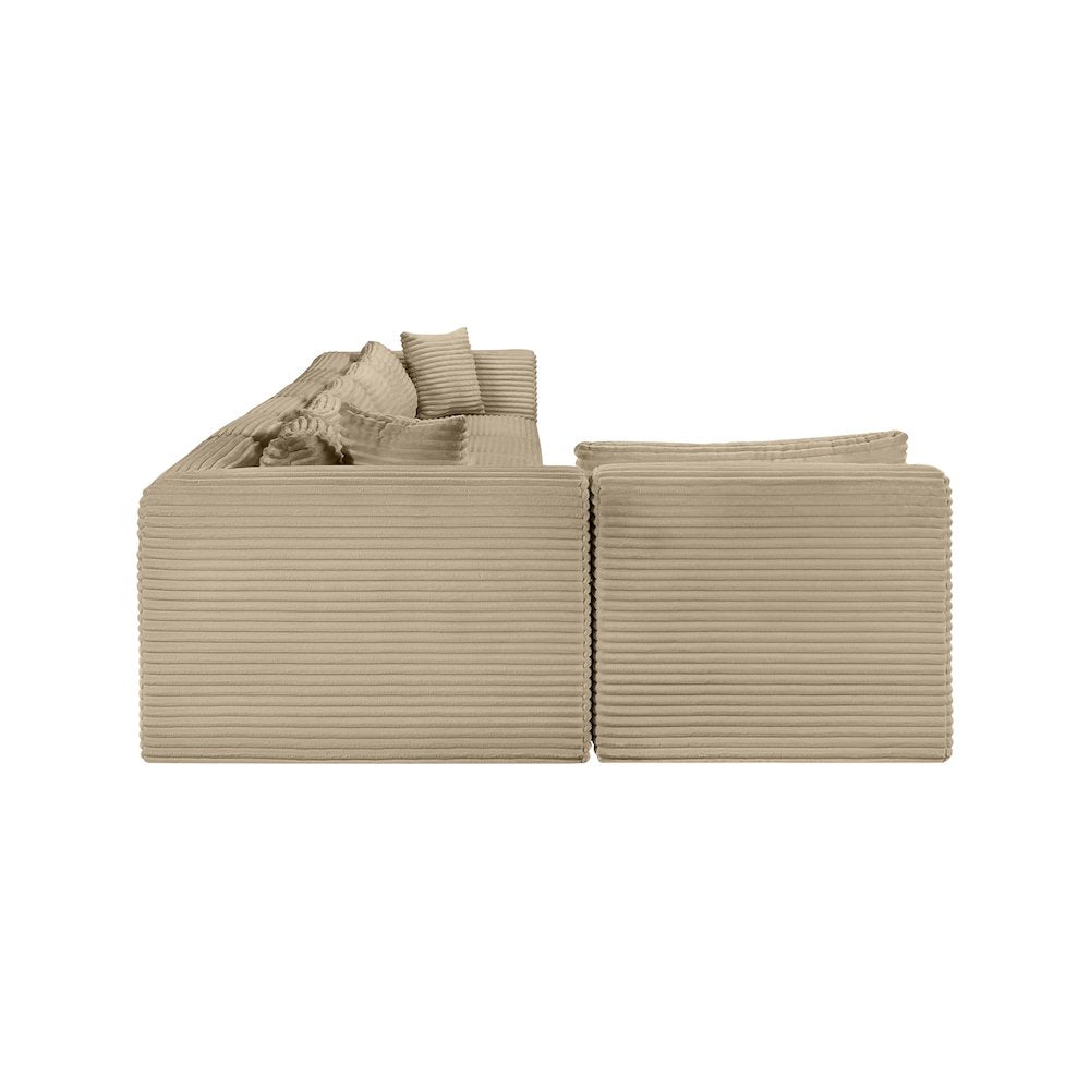 Shaggy Taupe Corduroy Performance Fabric Modular Sectional