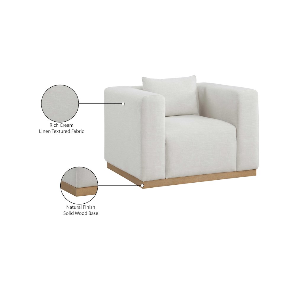 Alfie Cream Linen Textured Fabic Chair