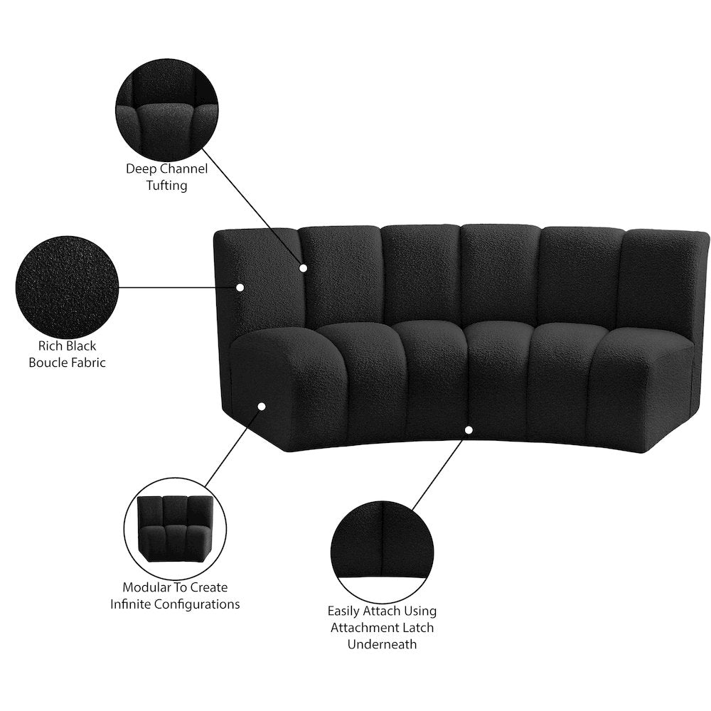 Infinity Black Boucle Fabric 2pc. Modular Sectional