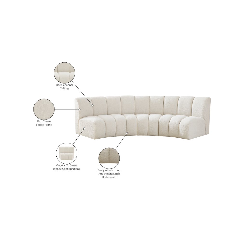Infinity Cream Boucle Fabric 3pc. Modular Sectional