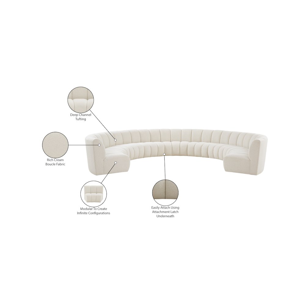 Infinity Cream Boucle Fabric 9pc. Modular Sectional