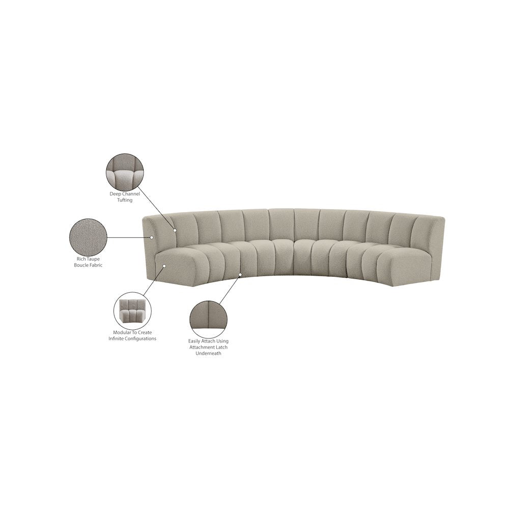 Infinity Brown Boucle Fabric 4pc. Modular Sectional