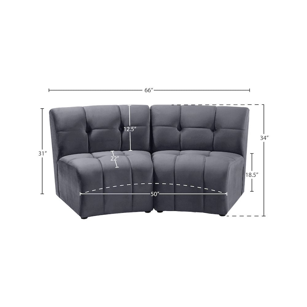 Limitless Grey Velvet 2pc. Modular Sectional