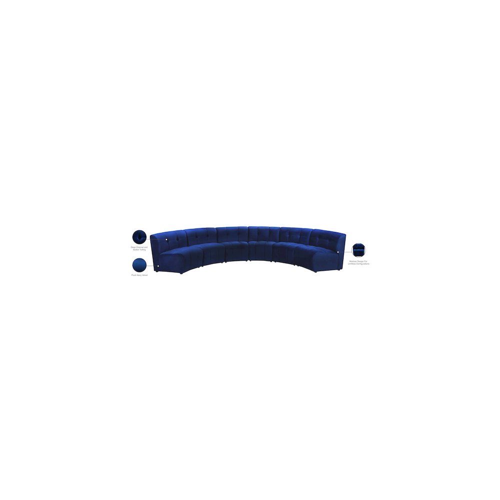 Limitless Navy Velvet 6pc. Modular Sectional