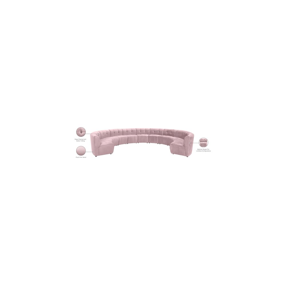 Limitless Pink Velvet 11pc. Modular Sectional