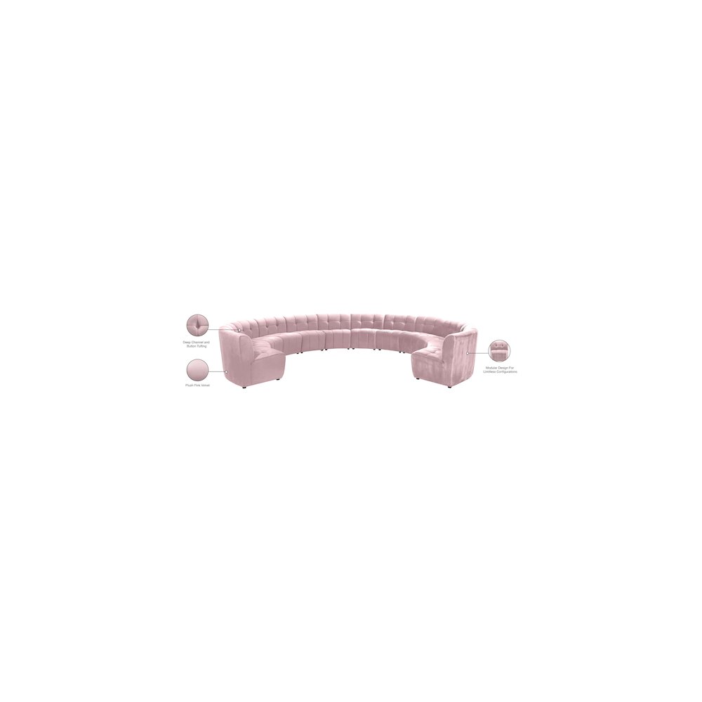 Limitless Pink Velvet 12pc. Modular Sectional