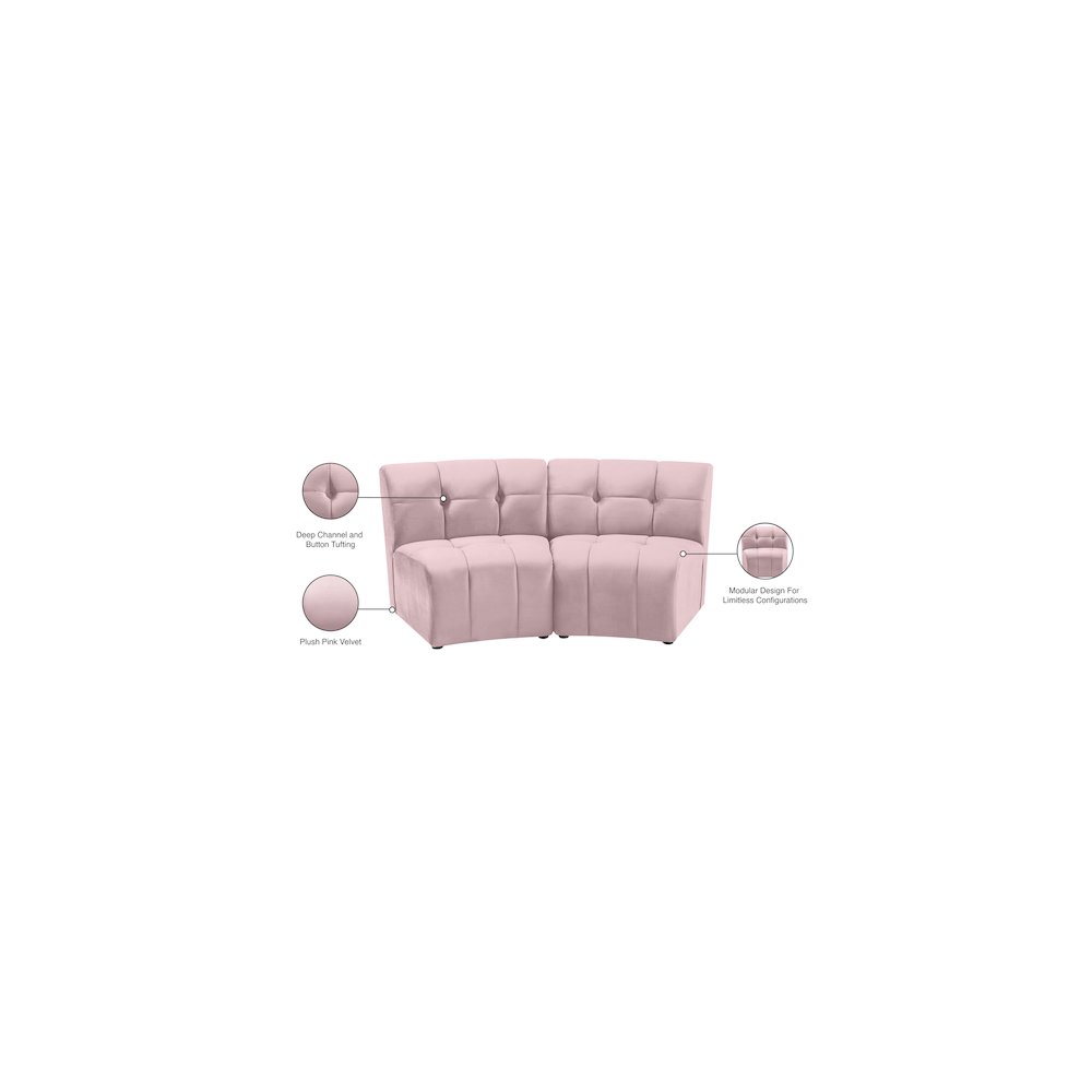 Limitless Pink Velvet 2pc. Modular Sectional