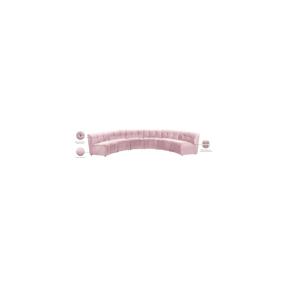 Limitless Pink Velvet 6pc. Modular Sectional