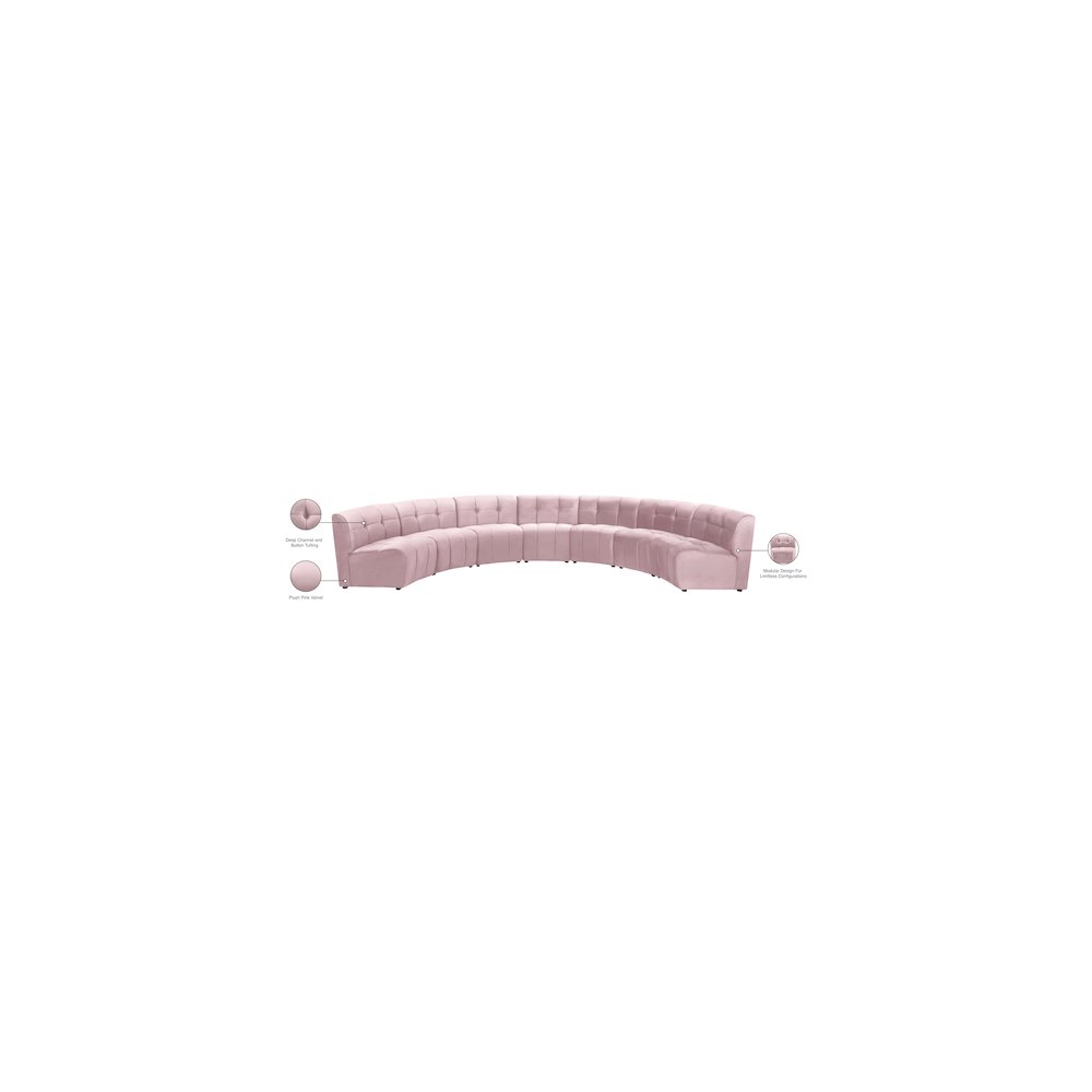 Limitless Pink Velvet 7pc. Modular Sectional