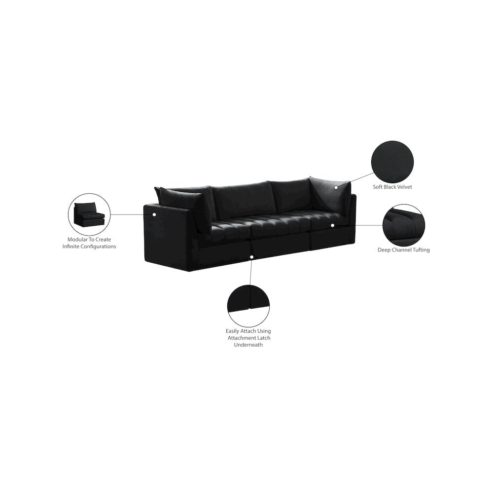 Jacob Black Velvet Modular Sofa