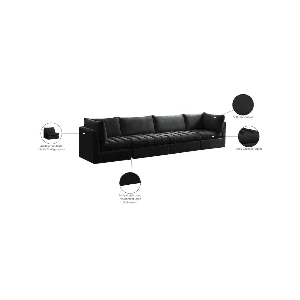 Jacob Black Velvet Modular Sofa