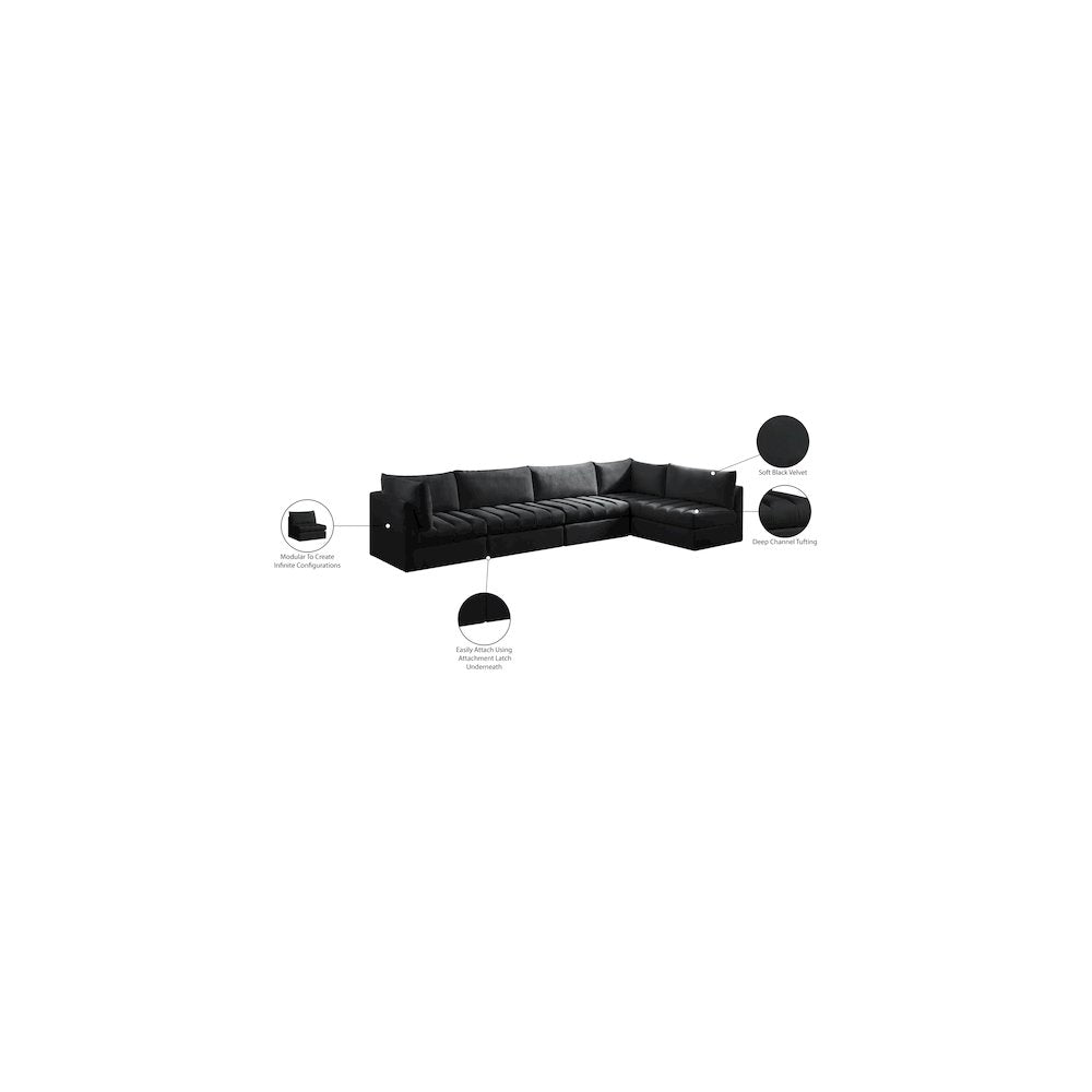 Jacob Black Velvet Modular Sectional