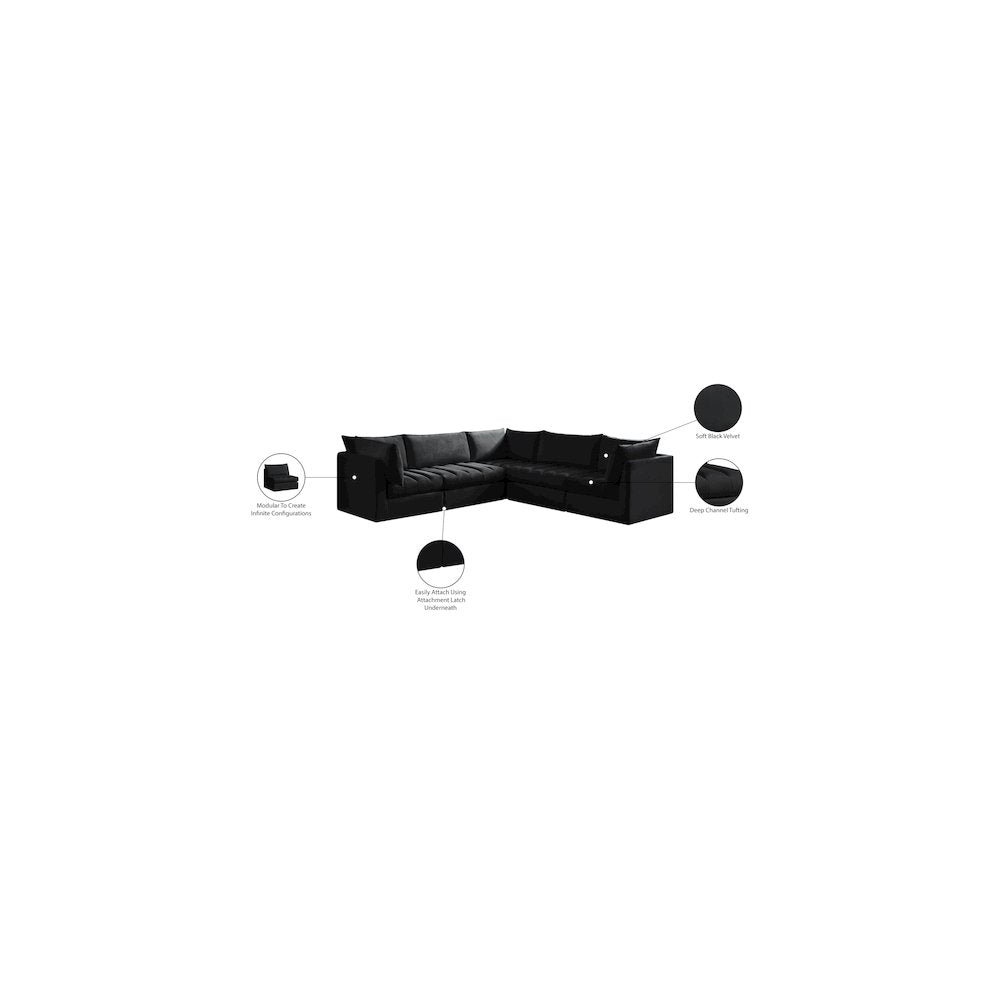 Jacob Black Velvet Modular Sectional