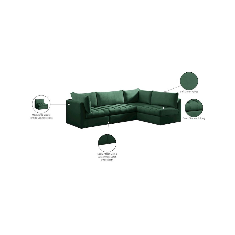 Jacob Green Velvet Modular Sectional