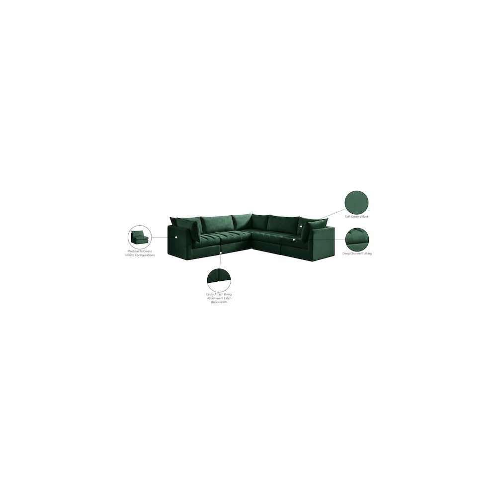 Jacob Green Velvet Modular Sectional