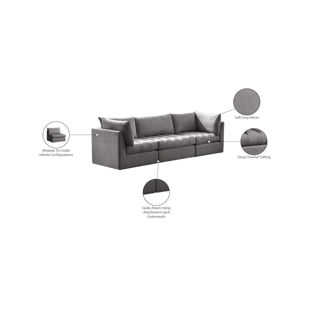 Jacob Grey Velvet Modular Sofa