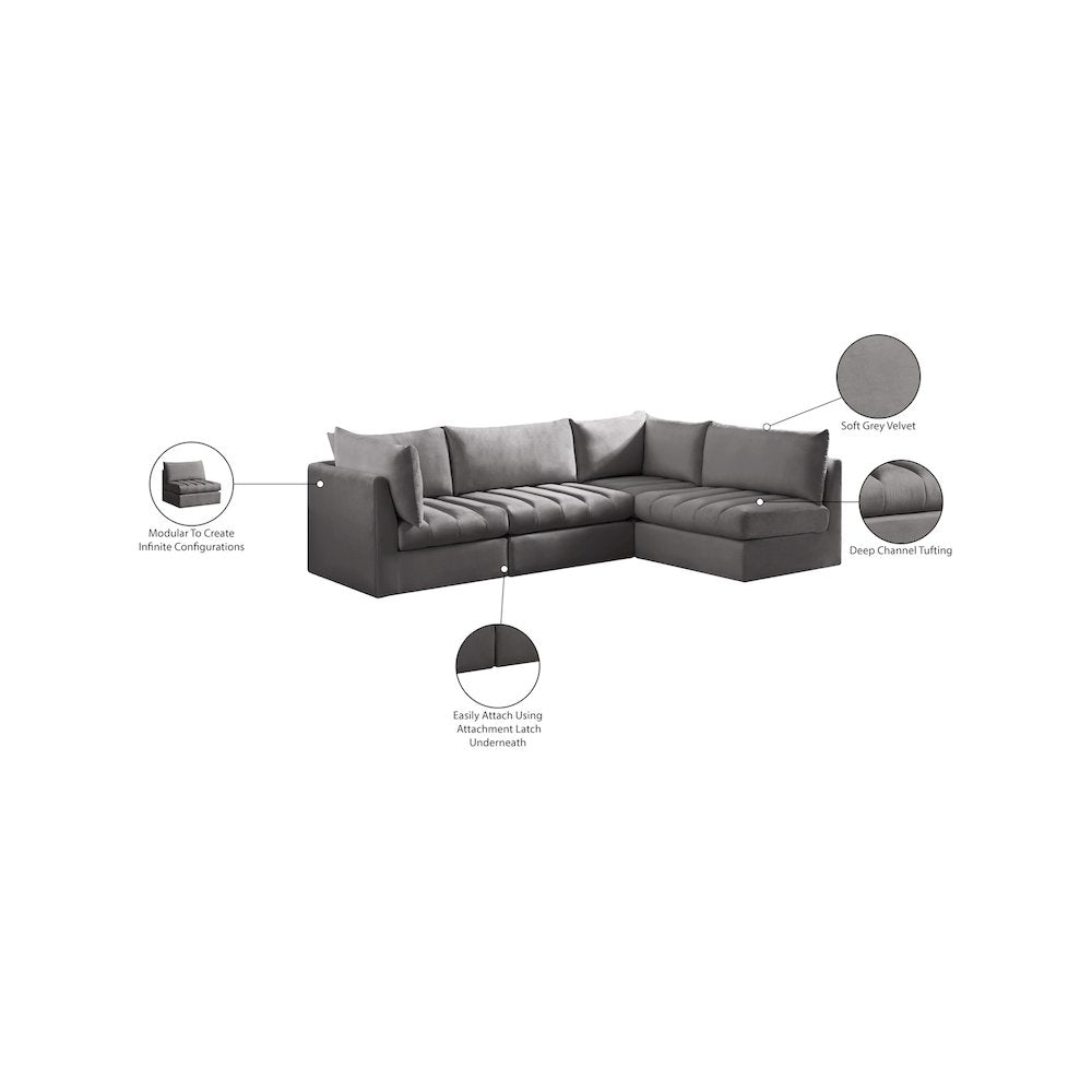 Jacob Grey Velvet Modular Sectional