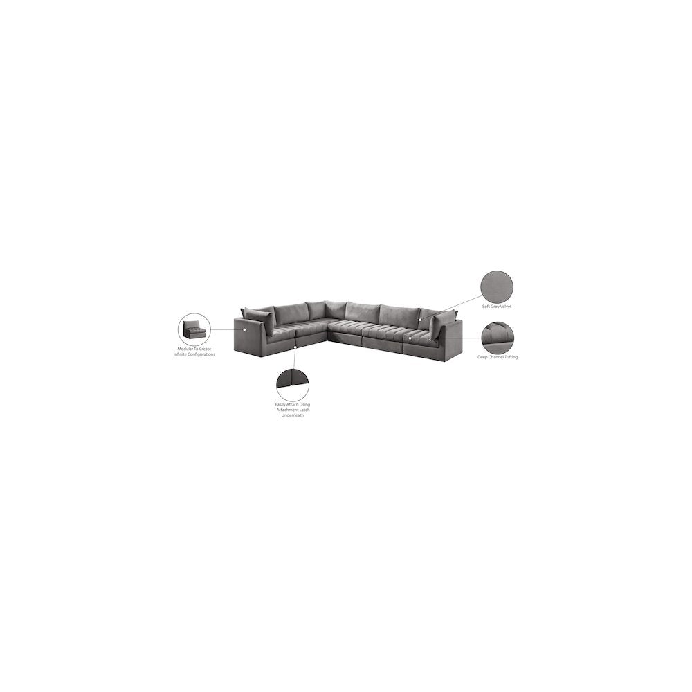 Jacob Grey Velvet Modular Sectional