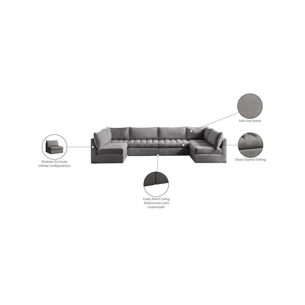 Jacob Grey Velvet Modular Sectional