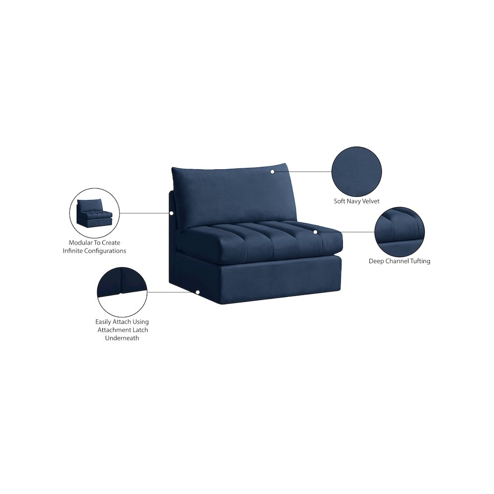 Jacob Navy Velvet Armless
