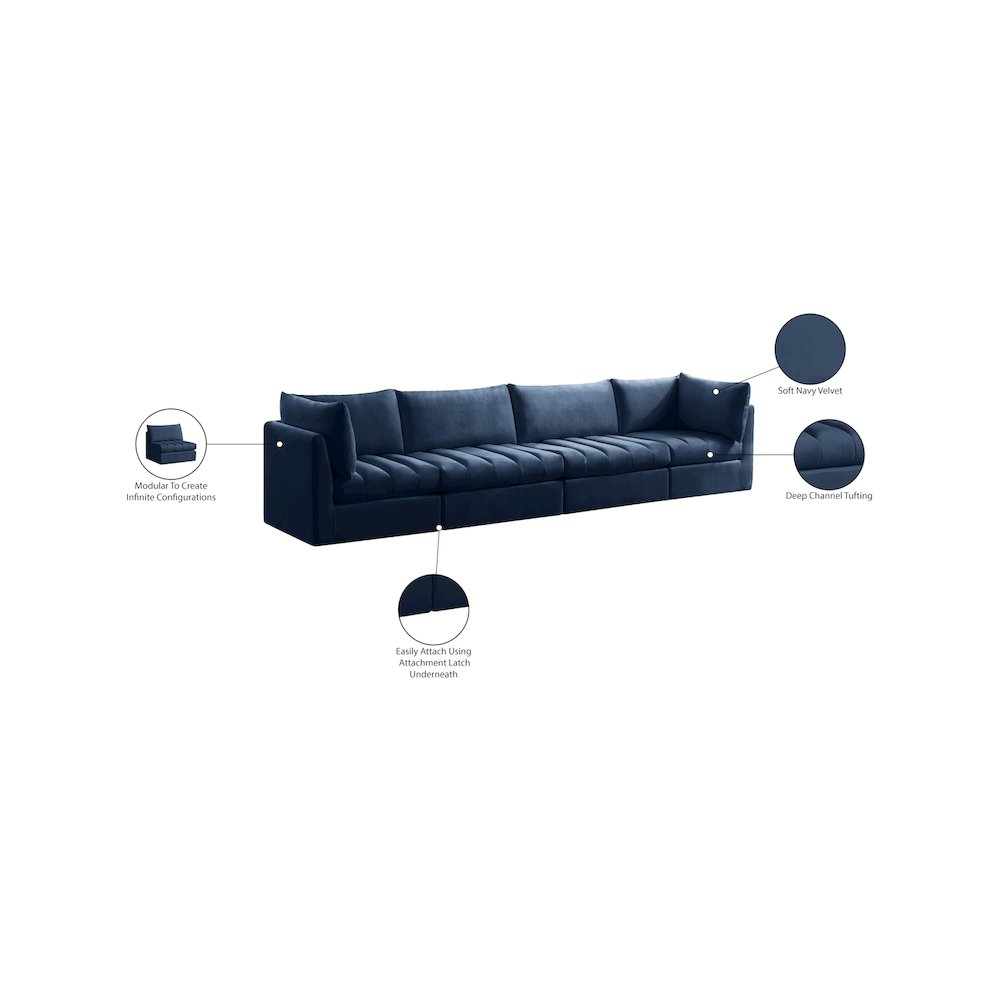 Jacob Navy Velvet Modular Sofa