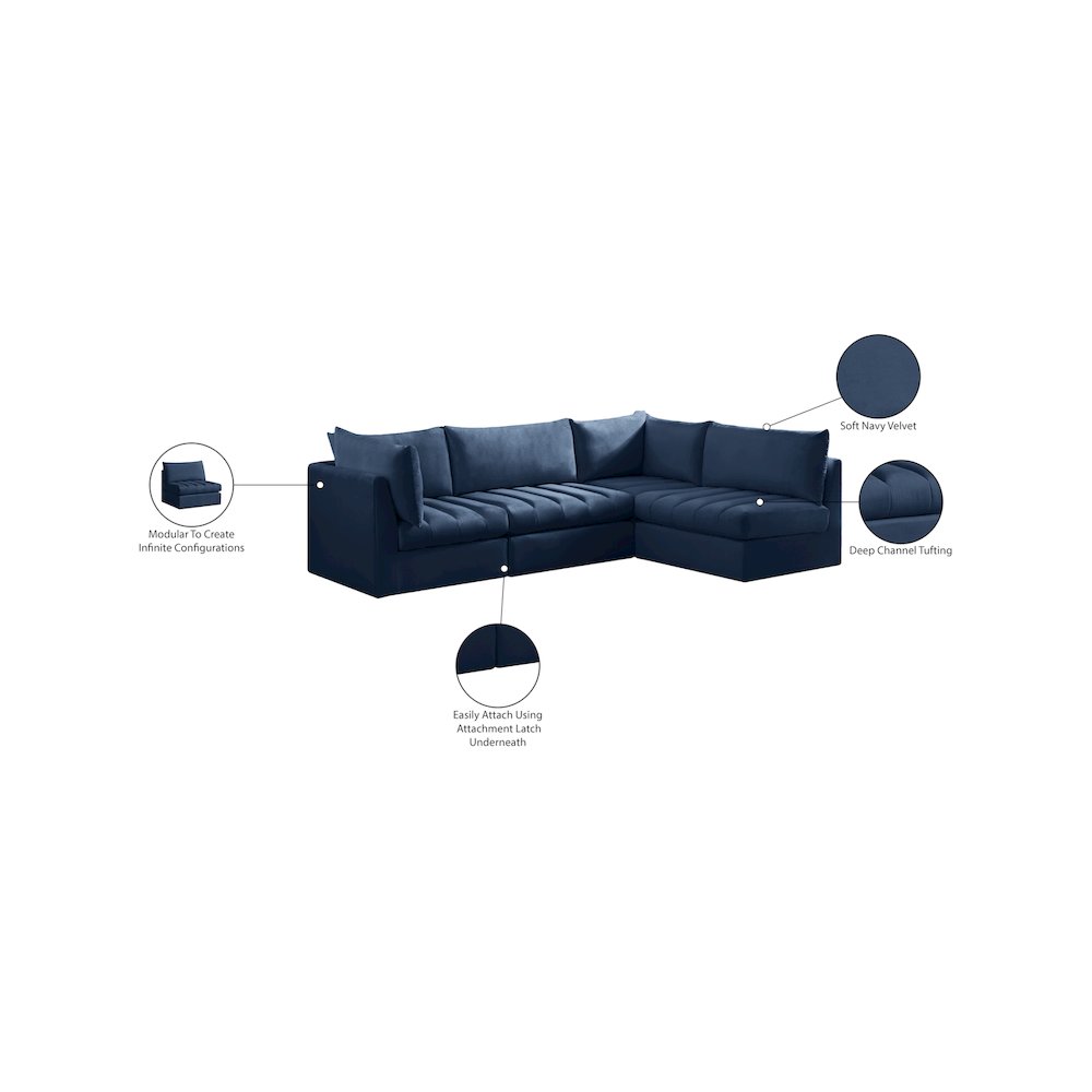 Jacob Navy Velvet Modular Sectional