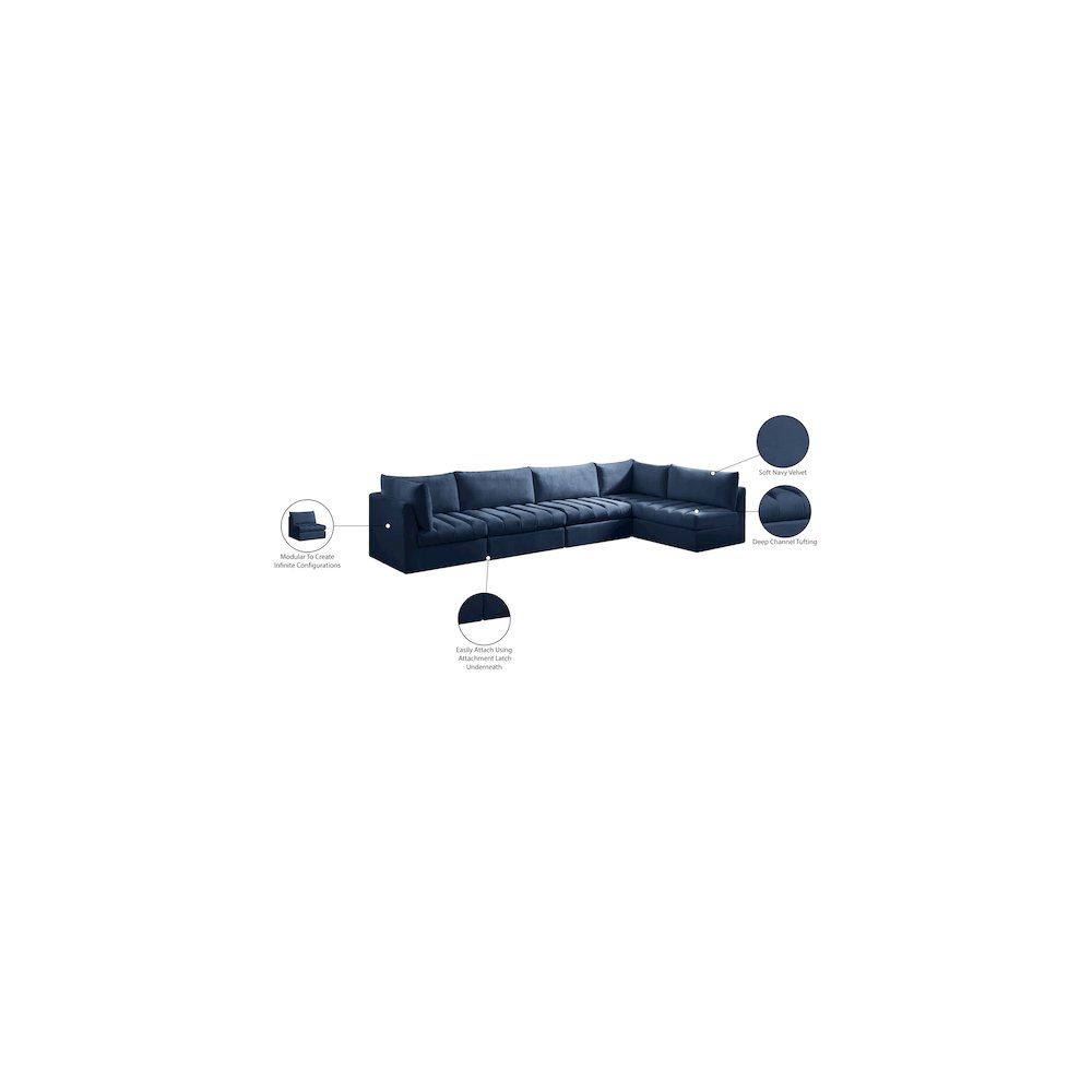 Jacob Navy Velvet Modular Sectional